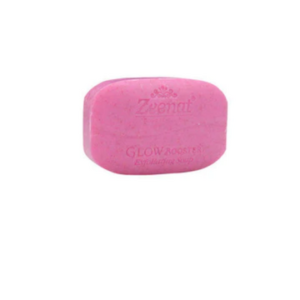 Pink Zeenat Glow Booster Exfoliating Soap bar on a white background.