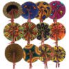 SET OF 12 AFRICAN FOLDING FANS (C-A401S)