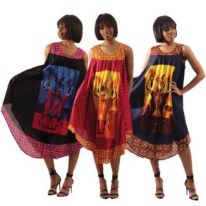 SET OF 3 AFRICAN WOMEN UMBRELLA DRESS (C-WK303S)