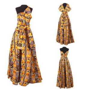 GYE NYAME & SHELL MUD PRINT INFINITY DRESS (C-WK553)