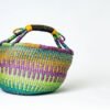 African Colorful Hand Woven Raffia Basket Bag from Ghana