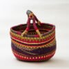 African Colorful Hand Woven Raffia Basket Bag from Ghana - Easy Grip Handle