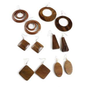 SET OF 6 WOODEN EARRINGS (J-SET37)